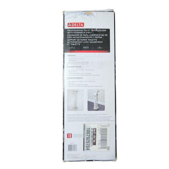 Delta Freestanding Toilet Paper Holder with Shelf and Reserve in Flat Nickel - Picture 4 of 5